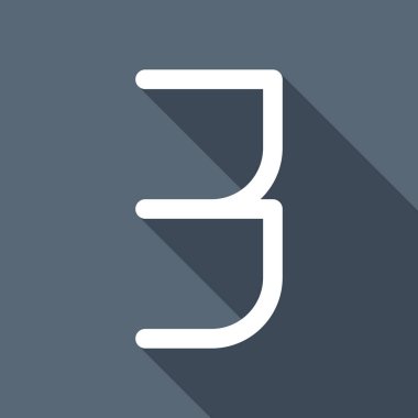 3 numara, rakamı, üç. Uzun Gölge arka plan üzerinde beyaz düz simgesi