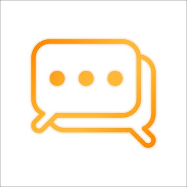 Basit sohbet. Bir kaç kare metin bulutlar. İnce anahat ile doğrusal simgesi. Portakal işareti beyaz arka plan üzerinde düşük ışık ile