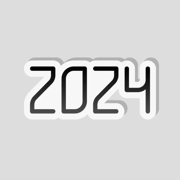 2024 Número Icono Feliz Año Nuevo Estilo Etiqueta Con Borde — Archivo Imágenes Vectoriales