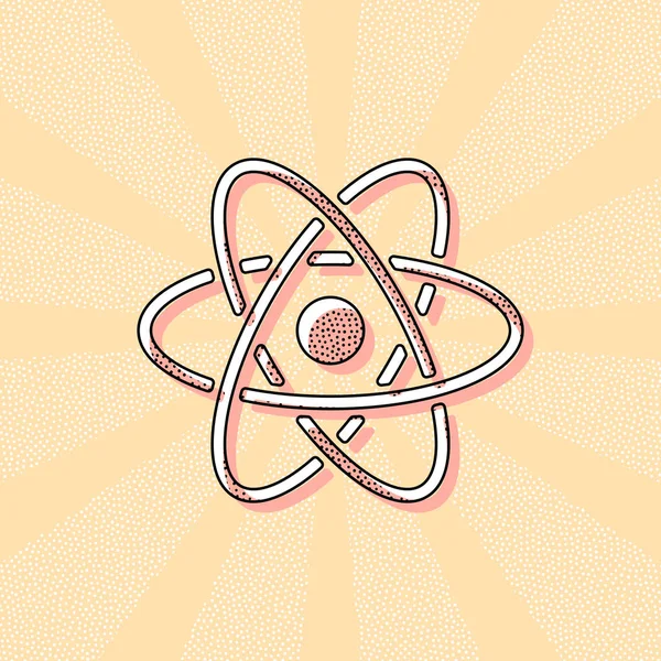 Vědecké Atom Symbol Jednoduchý Ikona Vintage Retro Typografie Ofsetový Tisk — Stockový vektor