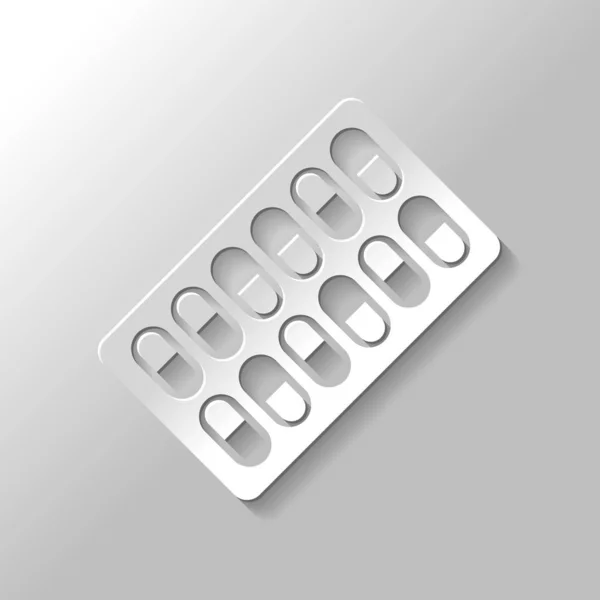 Pack Pills Icon Estilo Papel Com Sombra Fundo Cinza — Vetor de Stock