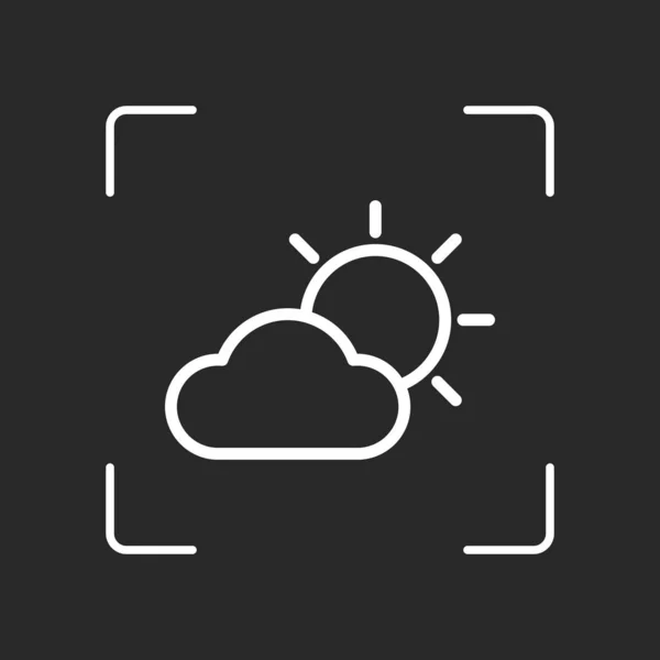 Zon Wolk Weer Symbool Lineaire Pictogram Met Dunne Rand Wit — Stockvector