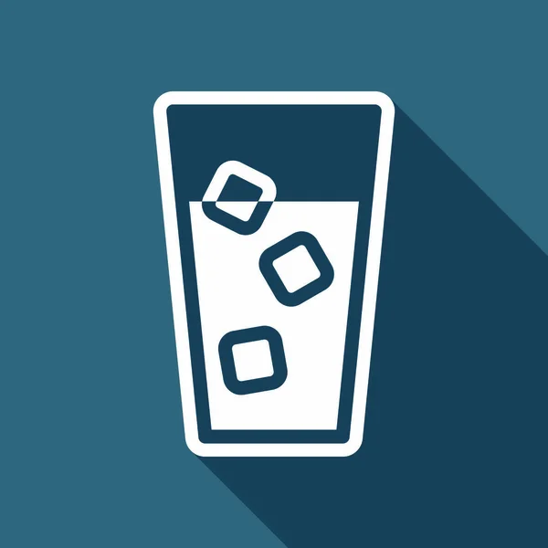 Vaso Agua Con Hielo Icono Cubos Icono Plano Blanco Con — Vector de stock