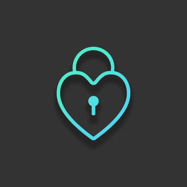 Szíve Zár Lakat Egyszerű Sziluettje Színes Logo Fogalom Puha Shadow — Stock Vector