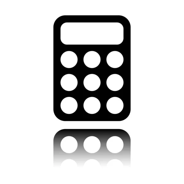Icône Calculatrice Simple Icône Noire Avec Réflexion Miroir Sur Fond — Image vectorielle