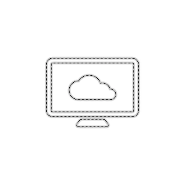 database, cloud technology, computer and cloud. simple icon. Dotted outline silhouette with shadow on white background