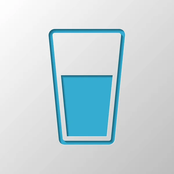 Ποτήρι Νερού Εικονίδιο Χαρτί Σχεδίασης Cutted Σύμβολο Σκιά — Διανυσματικό Αρχείο