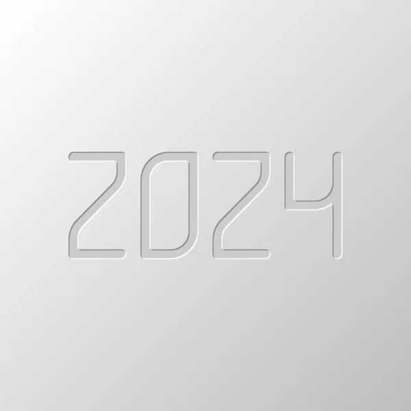 Иконка Номера 2024 Новым Годом Бумажный Дизайн Вырезанный Символ Стиль — стоковый вектор