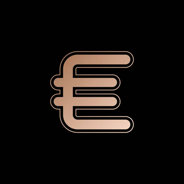 Σύμβολο Του Ευρώ Απλό Εικονίδιο Κόκκινο Χρυσό Στυλ Μαύρο Φόντο — Διανυσματικό Αρχείο