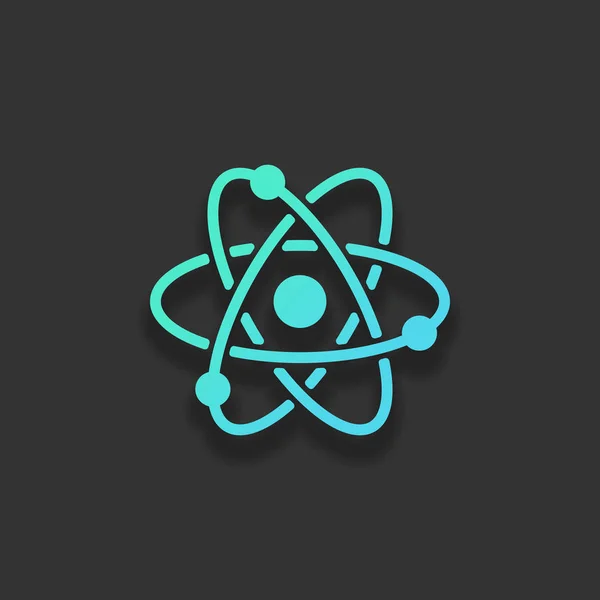 科学的原子符号 简单的图标 五颜六色的标志概念与黑暗背景上的软阴影 蔚蓝的海洋的图标颜色 — 图库矢量图片