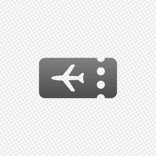 Ícone Avião Bilhete Simples Cartão Branco Fundo Grelha — Vetor de Stock