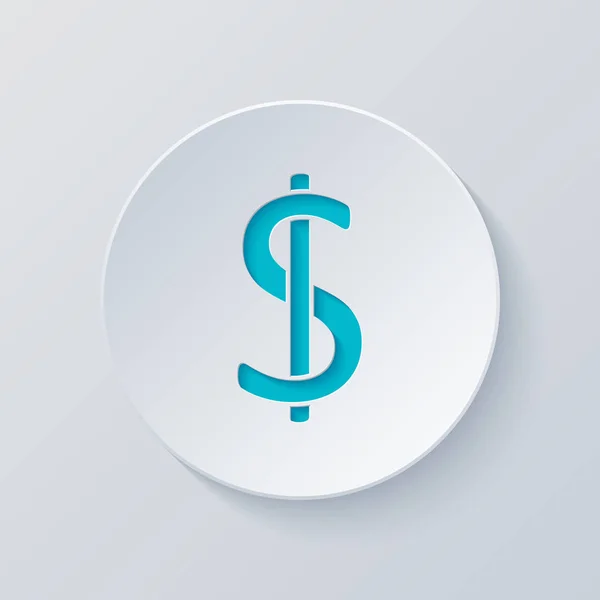 Dollar Sign Usd Symboolpictogram Cirkel Met Grijs Blauw Lagen Gesneden — Stockvector