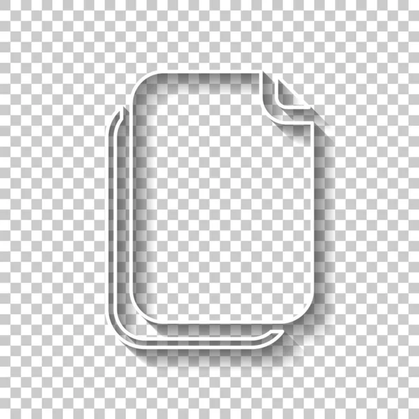 Jednoduché Ikony Dokumentu Bílý Obrys Symbol Stínem Průhledném Pozadí — Stockový vektor