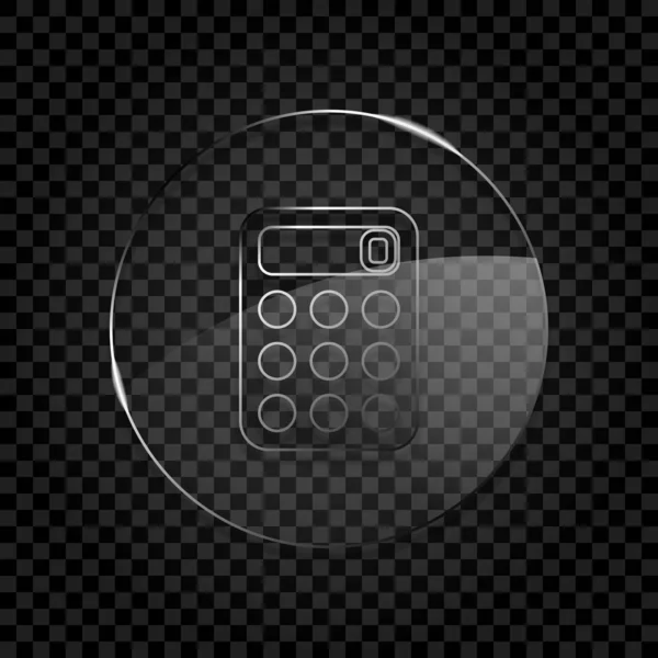 Simple Icono Calculadora Icono Círculo Burbuja Vidrio Rejilla Transparente Oscura — Vector de stock