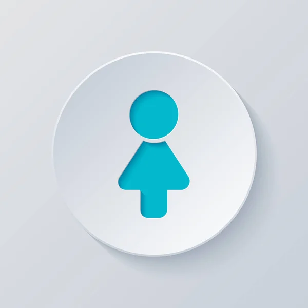 Női Szimbólum Egyszerű Ikon Kivágott Kör Szürke Kék Réteg Papír — Stock Vector