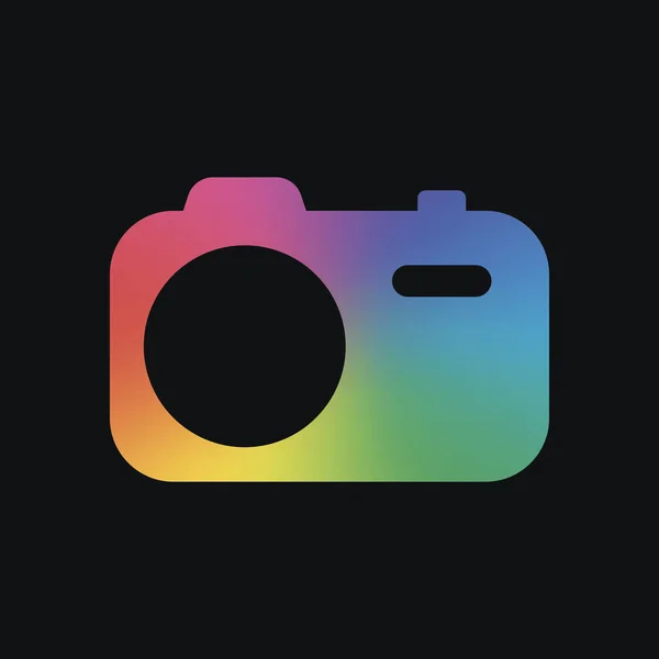 Einfache Fotokamera Technologie Ikone Regenbogenfarbe Und Dunkler Hintergrund — Stockvektor