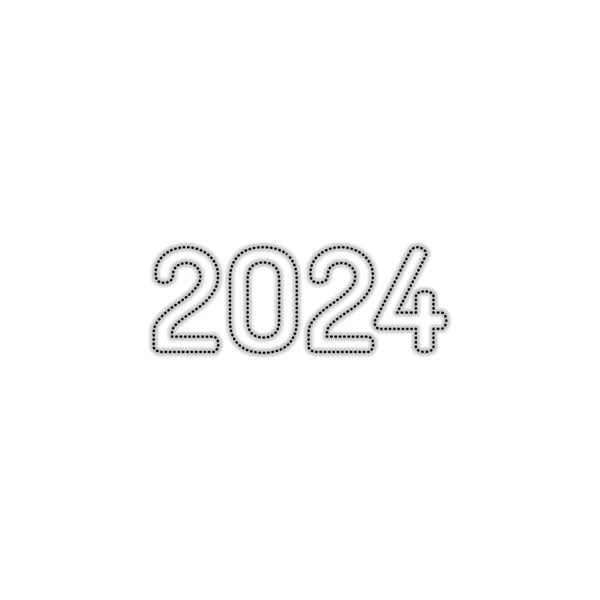 Ikon Nomor 2024 Selamat Tahun Baru Garis Luar Siluet Dengan - Stok Vektor