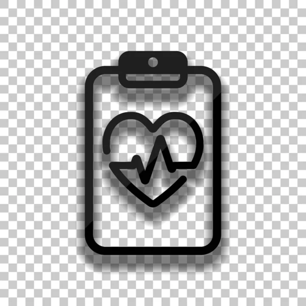 Medical Clipboard Tablet Paper Heart Pulse Line Cardiology Report Blank — Stock Vector