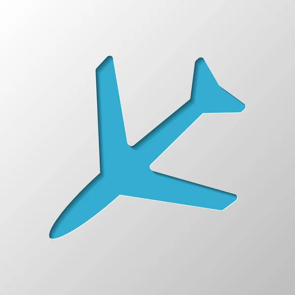 Icono Avión Diseño Papel Símbolo Cortado Con Sombra — Archivo Imágenes Vectoriales