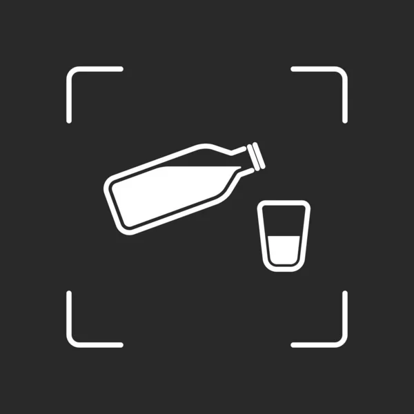 Flesje Water Met Bubbels Glazen Beker Eenvoudige Pictogram Wit Object — Stockvector