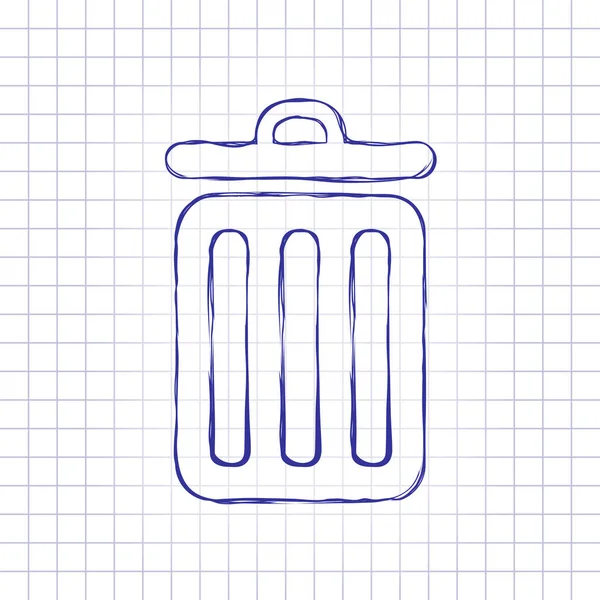 Odpadkový Koš Jednoduché Ikony Ručně Nakreslený Obrázek List Papíru Modrý — Stockový vektor
