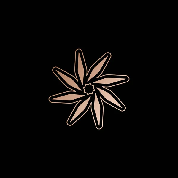 Лист Бамбук Квітка Простий Силует Червоний Золотий Стиль Чорному Тлі — стоковий вектор