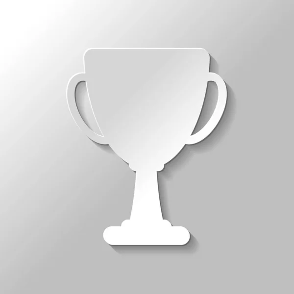 チャンピオンズ カップのシルエット シンプルなアイコン 灰色の背景に影を紙のスタイル — ストックベクタ