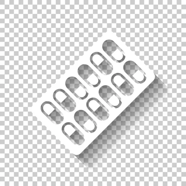 Pack Pills Icône Icône Blanche Avec Ombre Sur Fond Transparent — Image vectorielle