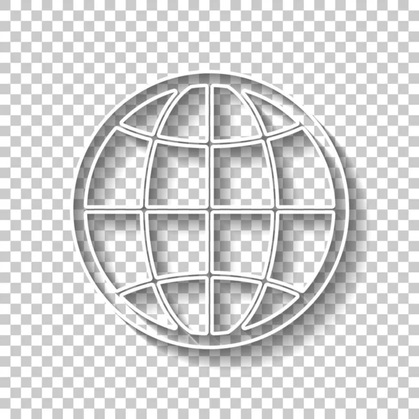 Globe Planète Silhouette Simple Signe Contour Blanc Avec Ombre Sur — Image vectorielle