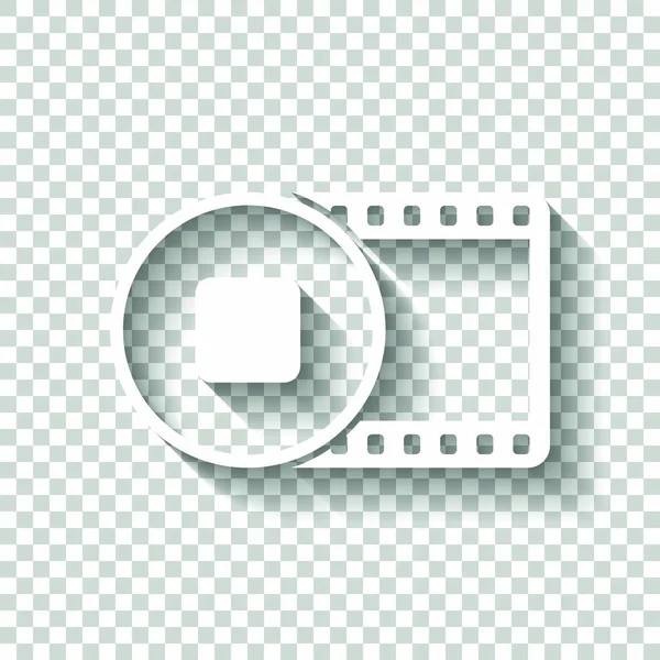 Tira Película Con Símbolo Parada Círculo Silueta Simple Icono Blanco — Vector de stock