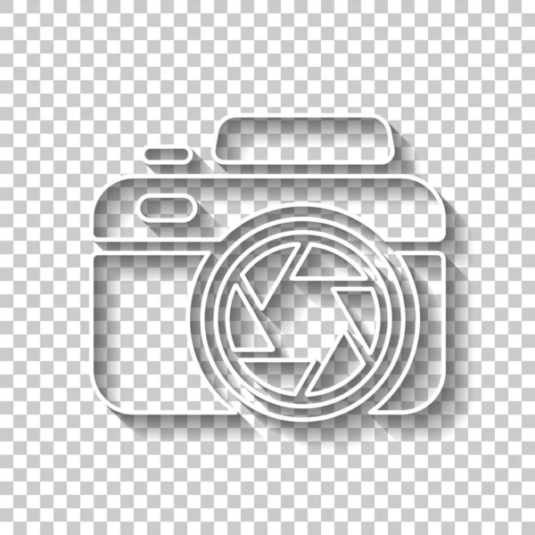 Cámara Fotográfica Con Obturador Icono Simple Señal Contorno Blanco Con — Vector de stock