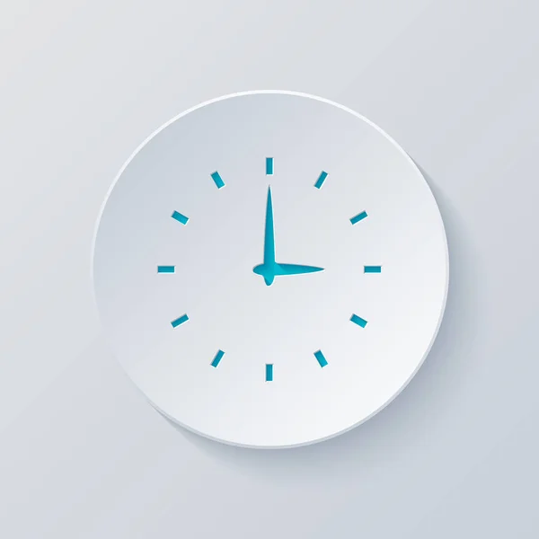 简单的时钟图标 用灰色和蓝色图层切割圆圈 纸张样式 — 图库矢量图片
