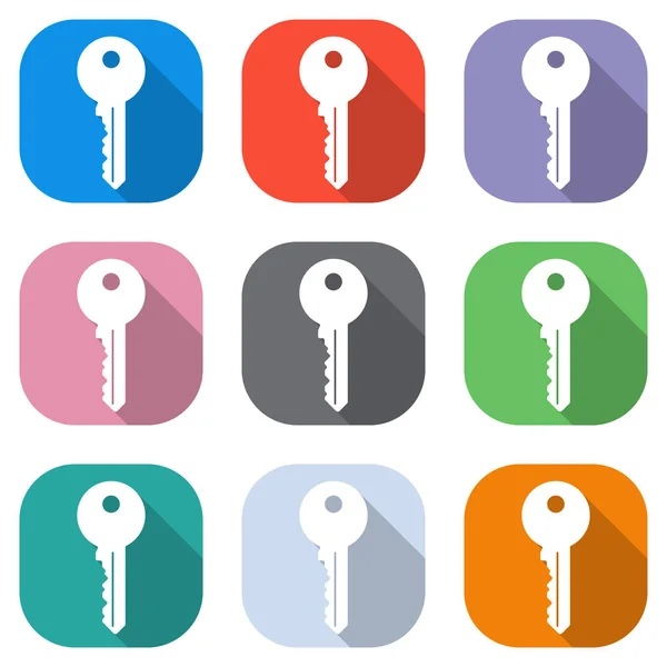 anahtar simgesi. Beyaz simgeleri uygulamalar için renkli kareler olarak ayarlayın. Sorunsuz imkanı ve desen poster için