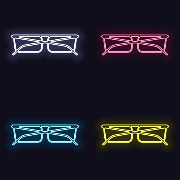 Icono Gafas Conjunto Letrero Neón Moda Estilo Casino Sobre Fondo — Vector de stock