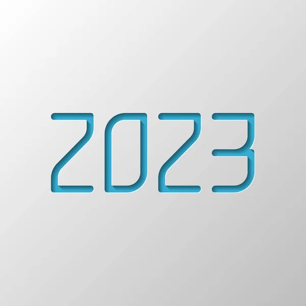 2023 Nummer Pictogram Gelukkig Nieuwjaar Ontwerp Voor Een Papieren Gesneden — Stockvector