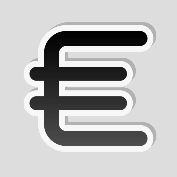 ユーロのシンボル シンプルなアイコン 白枠と灰色の背景に簡単な影のステッカー スタイル — ストックベクタ