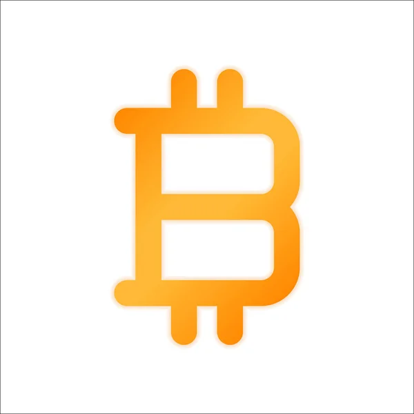 Símbolo Bitcoin Ícone Simples Sinal Laranja Com Pouca Luz Sobre — Vetor de Stock