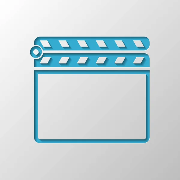 Película Clap Board Cine Cerrar Icono Diseño Papel Símbolo Cortado — Vector de stock