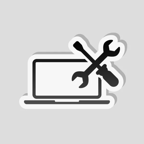 Laptop Reparaturservice Sticker Stil Mit Weißem Rand Und Schlichtem Schatten — Stockvektor