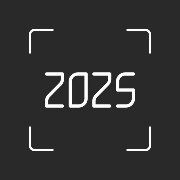 Иконка 2025 Новым Годом Белый Объект Камере Автофокус Темном Фоне — стоковый вектор