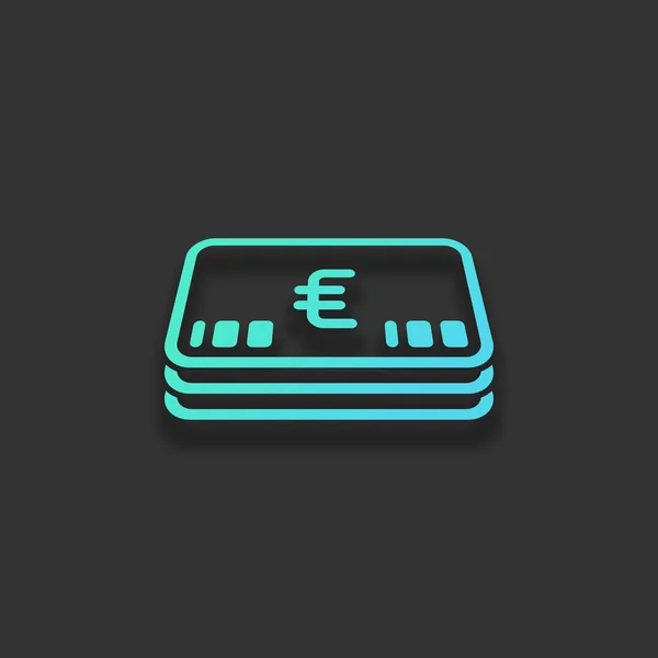 ユーロのお金のバウチァのパック ビジネス アイコン 暗い背景にソフト シャドウとカラフルなロゴのコンセプト 紺碧の海のアイコンの色 — ストックベクタ
