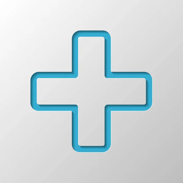 Значок Медицинского Креста Бумажный Дизайн Вырезанный Символ Тенью — стоковый вектор