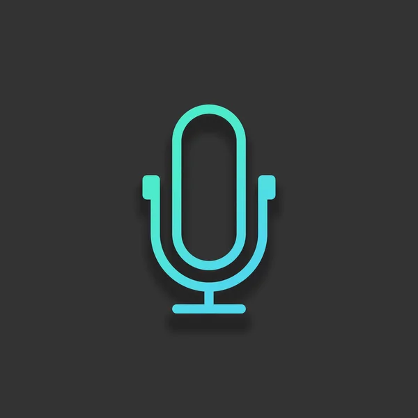 Basit Mikrofon Simgesi Doğrusal Ince Anahat Renkli Logo Kavramı Koyu — Stok Vektör