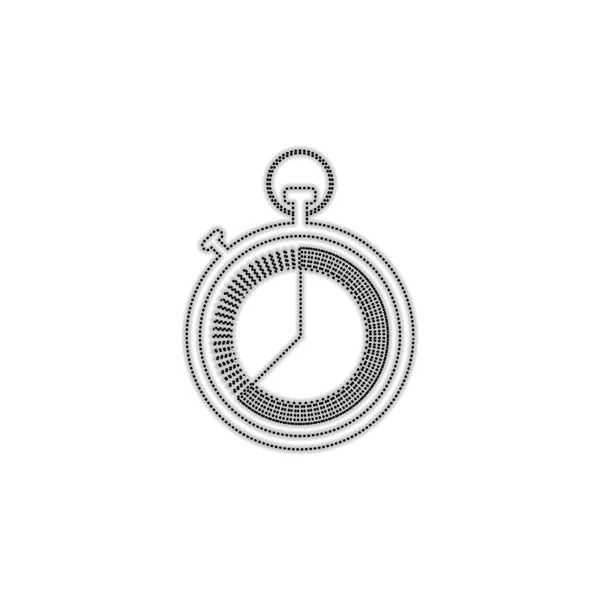 Chronomètre Icône Simple Silhouette Contour Pointillé Avec Ombre Sur Fond — Image vectorielle