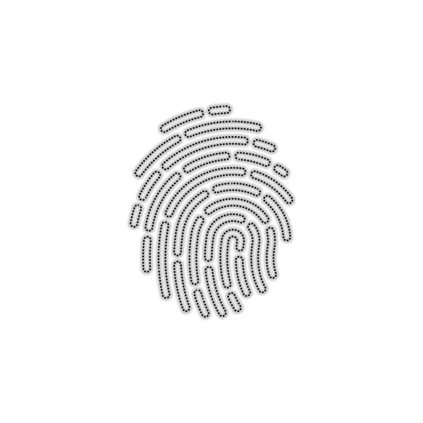 Fingerprint Simple Icon Logo App Dotted Outline Silhouette Shadow White — Stock Vector