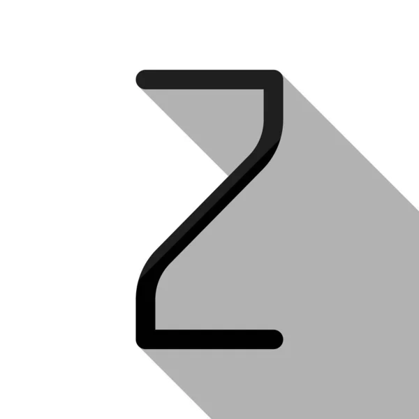 Номер Число Два Чорний Єкт Довгою Тіні Білому Тлі — стоковий вектор