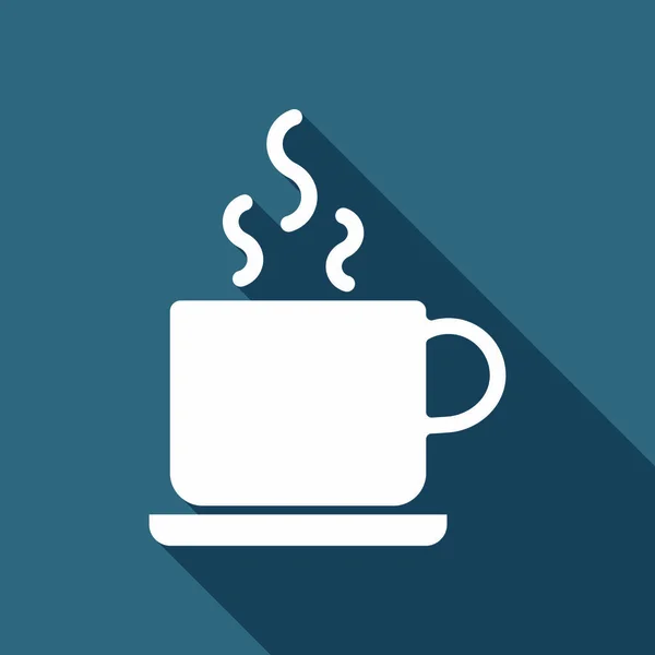 Taza Caliente Icono Del Café Icono Plano Blanco Con Sombra — Vector de stock