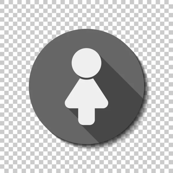 상징입니다 여자의 간단한 아이콘입니다 바탕에 원형에 그림자 화이트 아이콘입니다 스티커 — 스톡 벡터