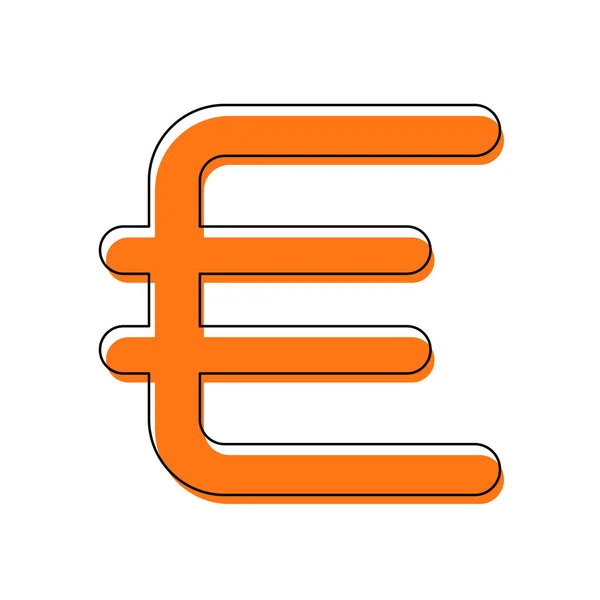 ユーロのシンボル シンプルなアイコン 分離アイコンが黒の薄い輪郭とオレンジ移動異なるレイヤー上充填から成る 白背景 — ストックベクタ