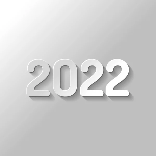 Иконка Номера 2022 Новым Годом Бумажный Стиль Тенью Сером Фоне — стоковый вектор